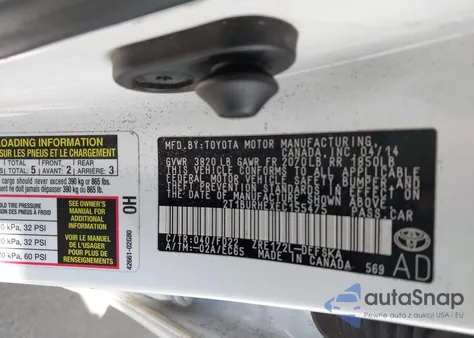 2014 Toyota Corolla S Plus z USA, uszkodzony, nr VIN 2T1BURHEXEC155475